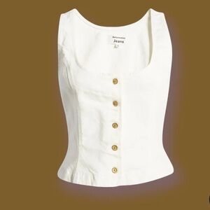 Reformation Tai Denim Peplum Top